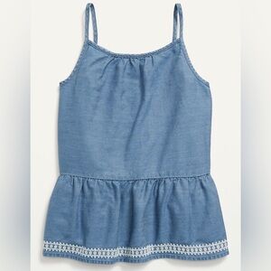 Old Navy sleeveless peplum eyelet chambray top for girls